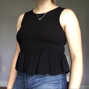 Black Peplum Tank-Top